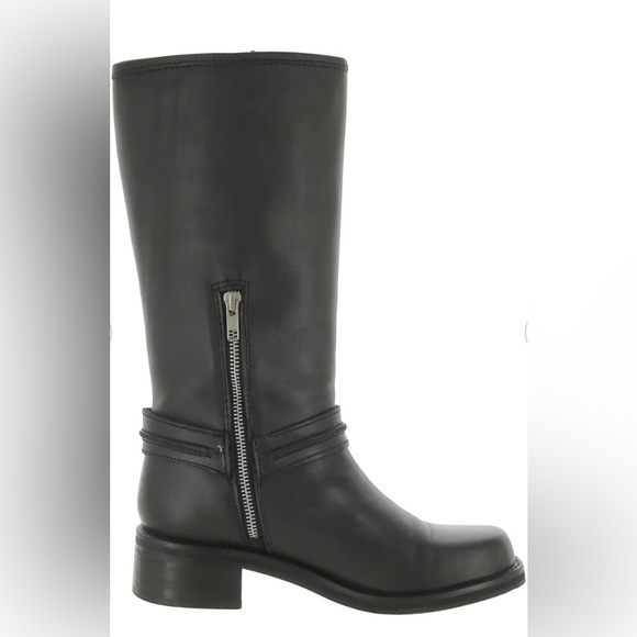 ♣️NWT Steve Madden Black Genuine Leather Harness Moto Boots - Picture 3 of 15